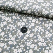  Silhouette  Flowers - Silver Grey - Cotton Poplin